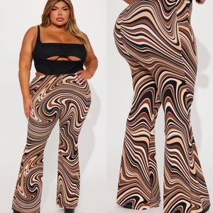 Make You Wonder Flare Pant - Brown/combo